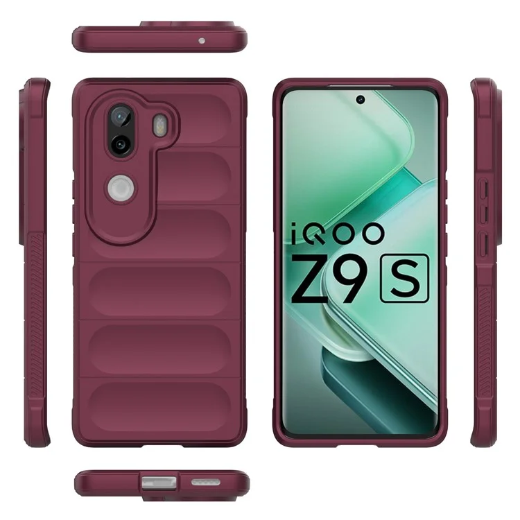 Per Vivo Iqoo Z9s 5g Case Anti-drop Soft Tpu Robusto Cover Posteriore Del Telefono - Vino Rosso