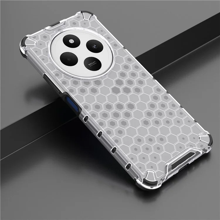 Para Xiaomi Poco C75 4G / Redmi 14R 5G / 14C 4G Capa PC+TPU Capa de Telefone Formato de Favo de Mel - Cinza