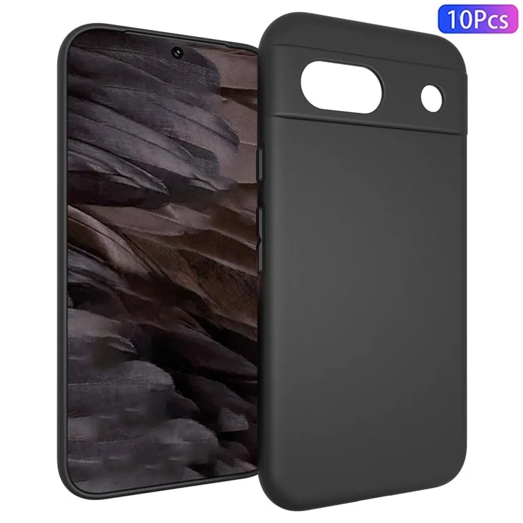 10 pièces / pack pour étui Google Pixel 8a - Couverture de protection en TPU souple anti-traces de doigts - Noir
