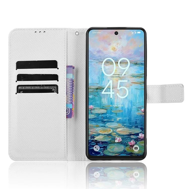 Para TCL 50 Pro Nxtpaper 5G / 50 Nxtpaper 5g Case PU PU Leather Diamond Texture Willet Telep Cubierta - Blanco