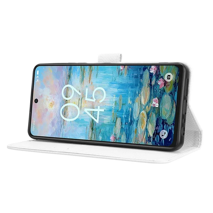 Para TCL 50 Pro Nxtpaper 5G / 50 Nxtpaper 5g Case PU PU Leather Diamond Texture Willet Telep Cubierta - Blanco