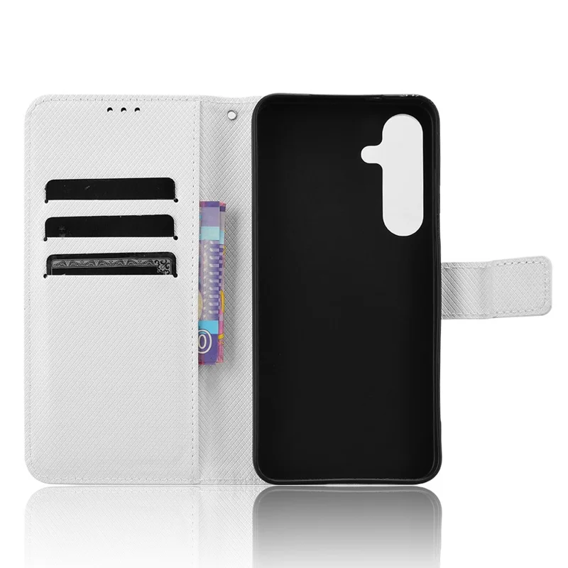 Para Samsung Galaxy S24 fe Case PU PU Leather Diamond Texture Willet Telep Cubierta - Blanco