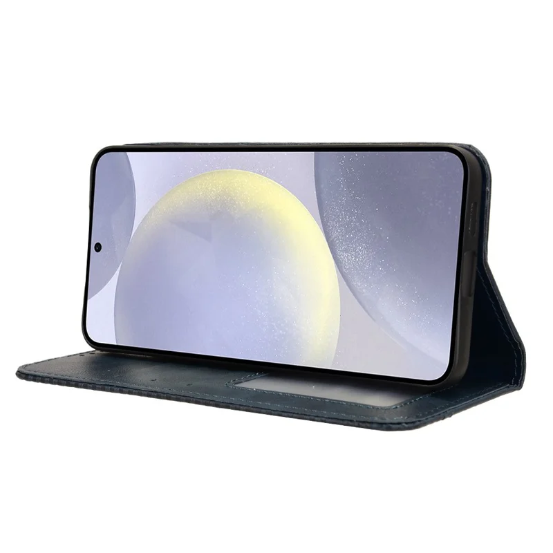 For Samsung Galaxy S24 FE Leather Case Wallet Stand Retro Texture Phone Cover - Blue