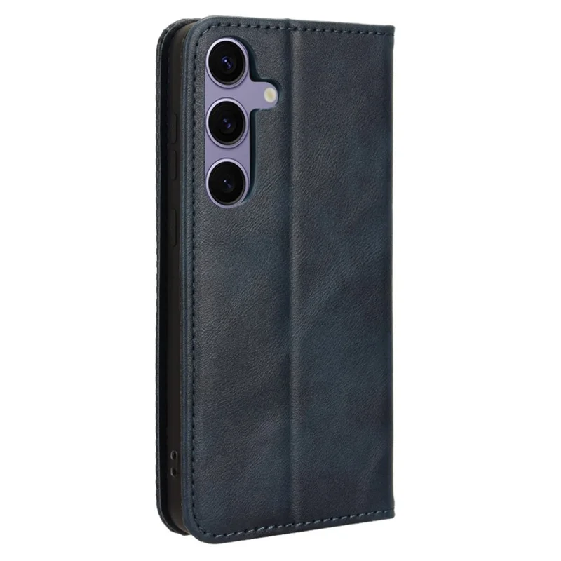 For Samsung Galaxy S24 FE Leather Case Wallet Stand Retro Texture Phone Cover - Blue