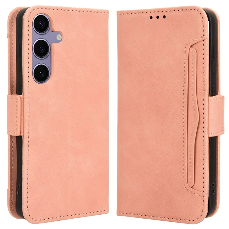 For Samsung Galaxy S24 FE Leather Case Phone Wallet Cover with Multiple Card Slots - Pink