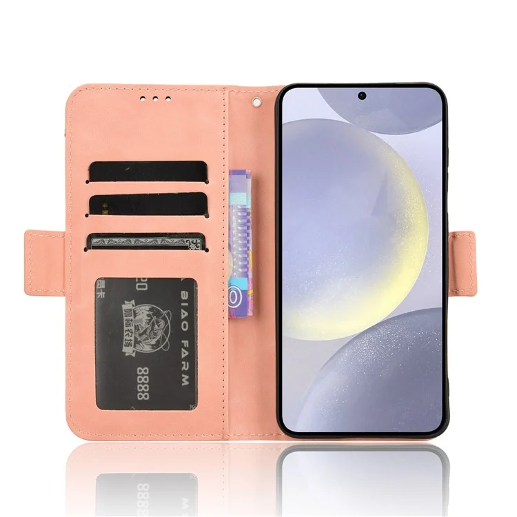 For Samsung Galaxy S24 FE Leather Case Phone Wallet Cover with Multiple Card Slots - Pink