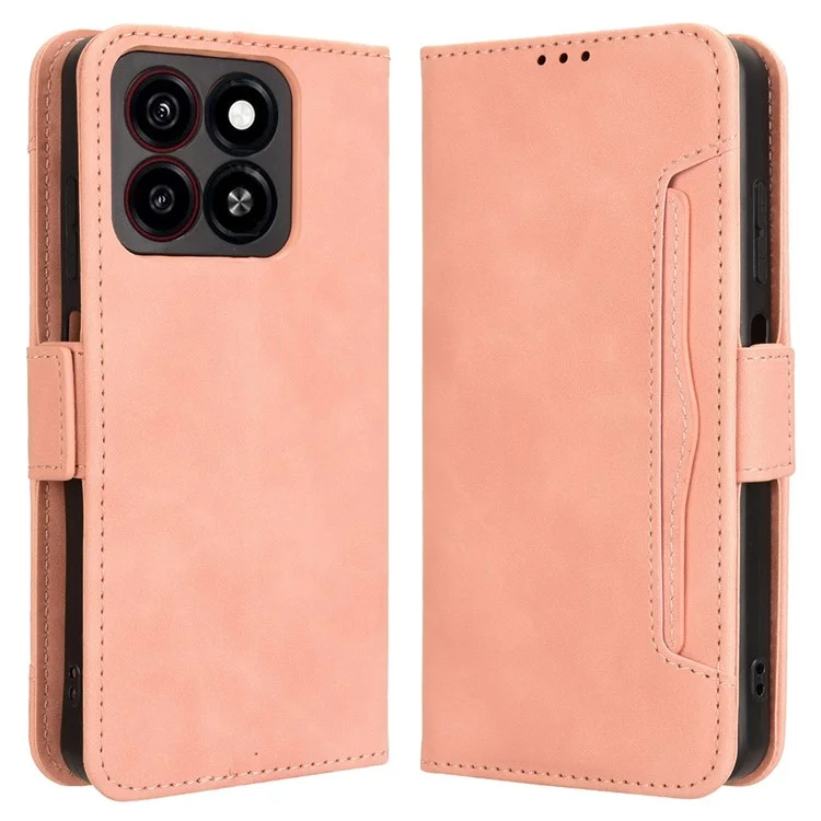 For ZTE Blade A35 / A55 Leather Case Phone Wallet Cover with Multiple Card Slots - Pink
