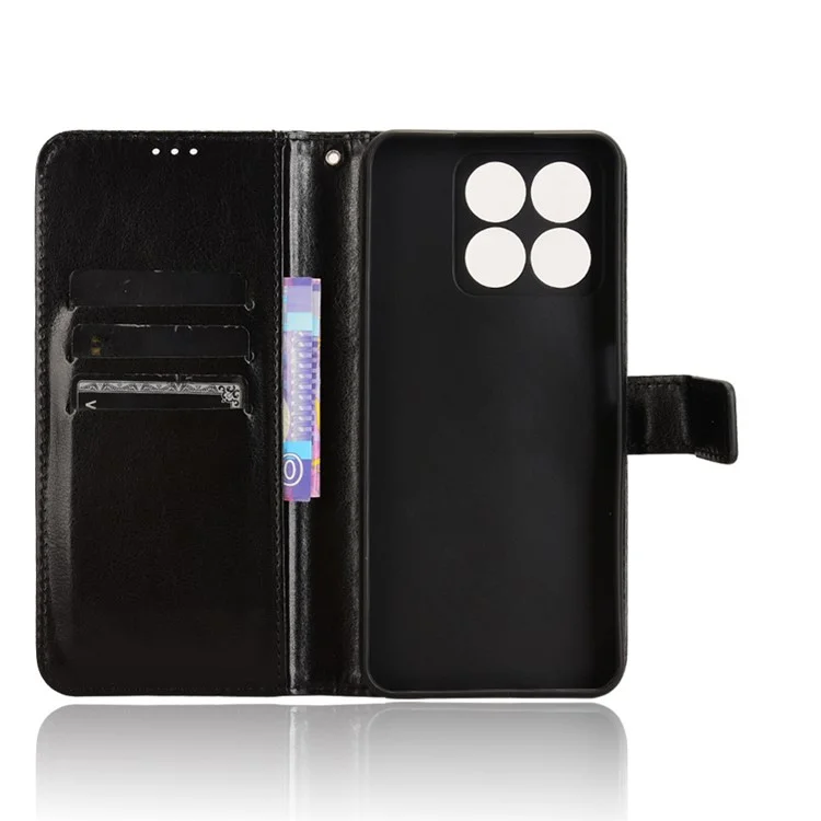 Pour Zte Lame A35 / A55 Case Crazy Horse Texture pu Leather Phone Wallet Cover - Noir