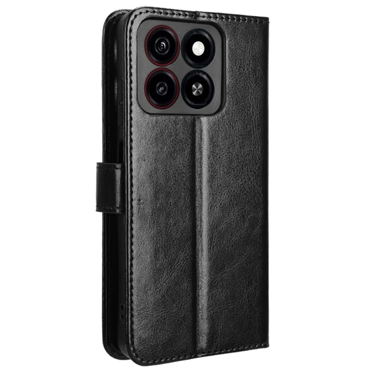Pour Zte Lame A35 / A55 Case Crazy Horse Texture pu Leather Phone Wallet Cover - Noir