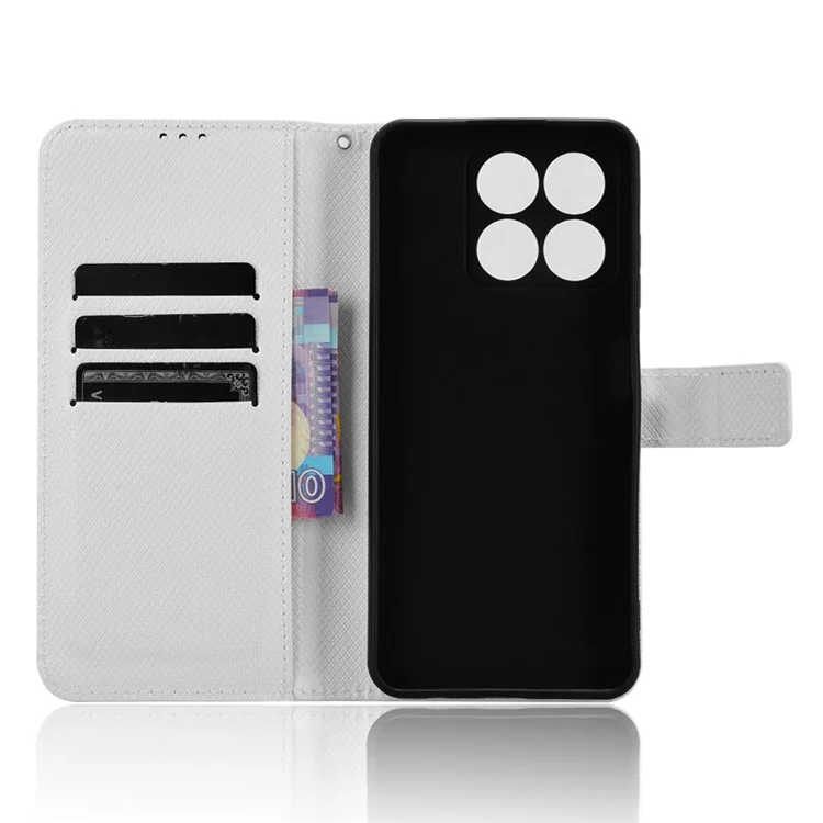 Para ZTE Blade A35 / A55 Case PU Leather Diamond Texture Willet Cover Phone - Blanco