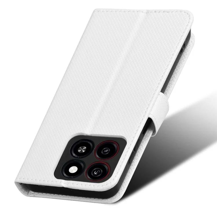 Para ZTE Blade A35 / A55 Case PU Leather Diamond Texture Willet Cover Phone - Blanco