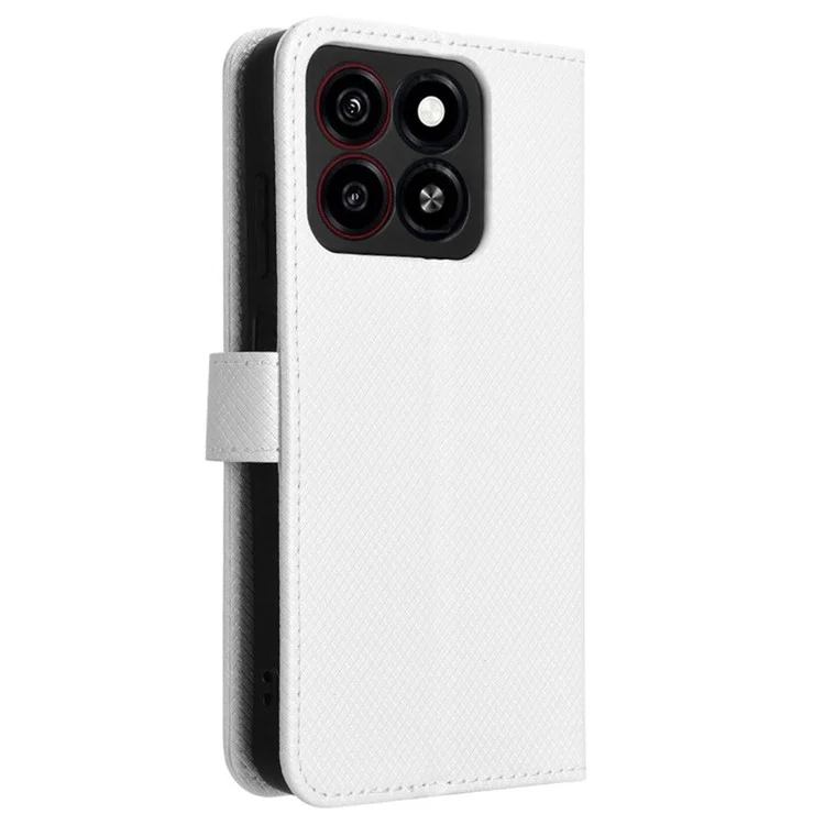 Para ZTE Blade A35 / A55 Case PU Leather Diamond Texture Willet Cover Phone - Blanco
