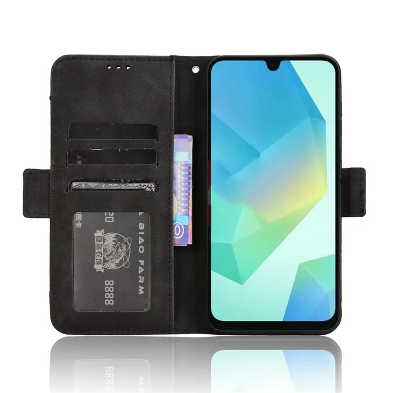 For Samsung Galaxy A16 5G / A16 4G Leather Case Phone Wallet Cover with Multiple Card Slots - Black