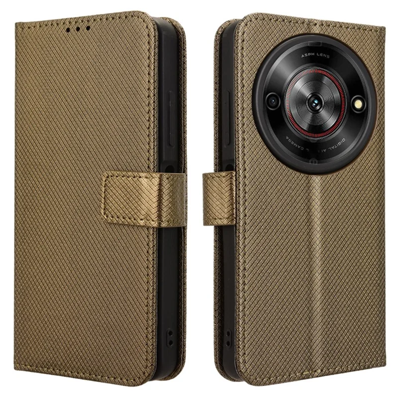 For ZTE Blade A75 5G / nubia Focus Case PU Leather Diamond Texture Wallet Phone Cover - Brown