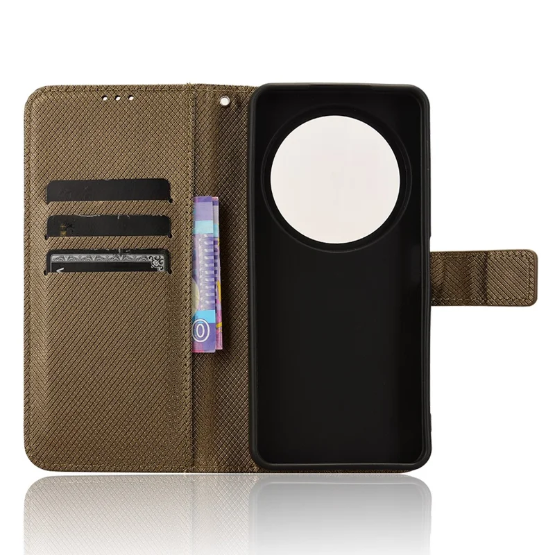 For ZTE Blade A75 5G / nubia Focus Case PU Leather Diamond Texture Wallet Phone Cover - Brown