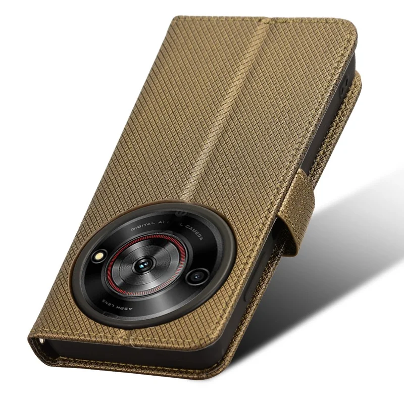 For ZTE Blade A75 5G / nubia Focus Case PU Leather Diamond Texture Wallet Phone Cover - Brown