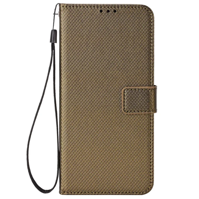 For ZTE Blade A75 5G / nubia Focus Case PU Leather Diamond Texture Wallet Phone Cover - Brown