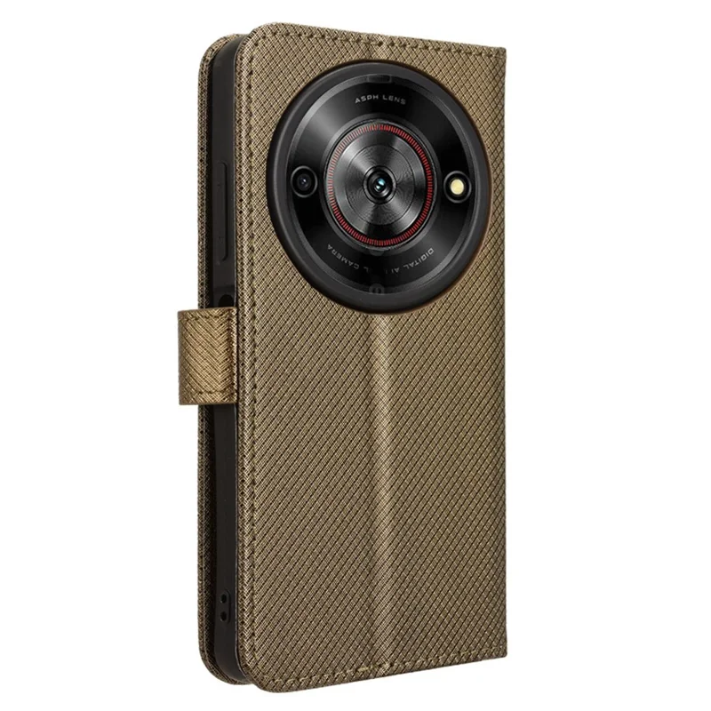 For ZTE Blade A75 5G / nubia Focus Case PU Leather Diamond Texture Wallet Phone Cover - Brown