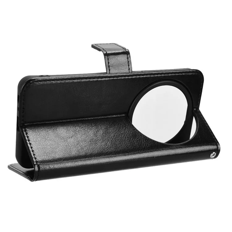 For ZTE Blade A75 5G / nubia Focus Case Crazy Horse Texture PU Leather Phone Wallet Cover - Black