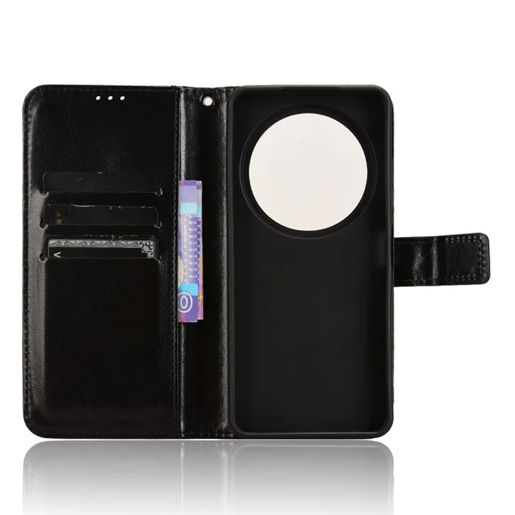 For ZTE Blade A75 5G / nubia Focus Case Crazy Horse Texture PU Leather Phone Wallet Cover - Black
