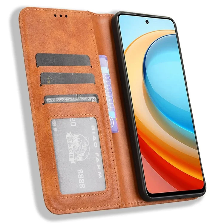 Для ZTE Blade A75 5G / nubia Focus Leather Case Wallet Stand Retro Texture Phone Cover - Brown