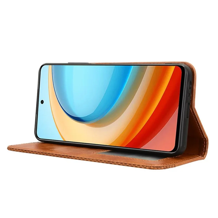 Для ZTE Blade A75 5G / nubia Focus Leather Case Wallet Stand Retro Texture Phone Cover - Brown