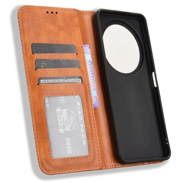 Для ZTE Blade A75 5G / nubia Focus Leather Case Wallet Stand Retro Texture Phone Cover - Brown