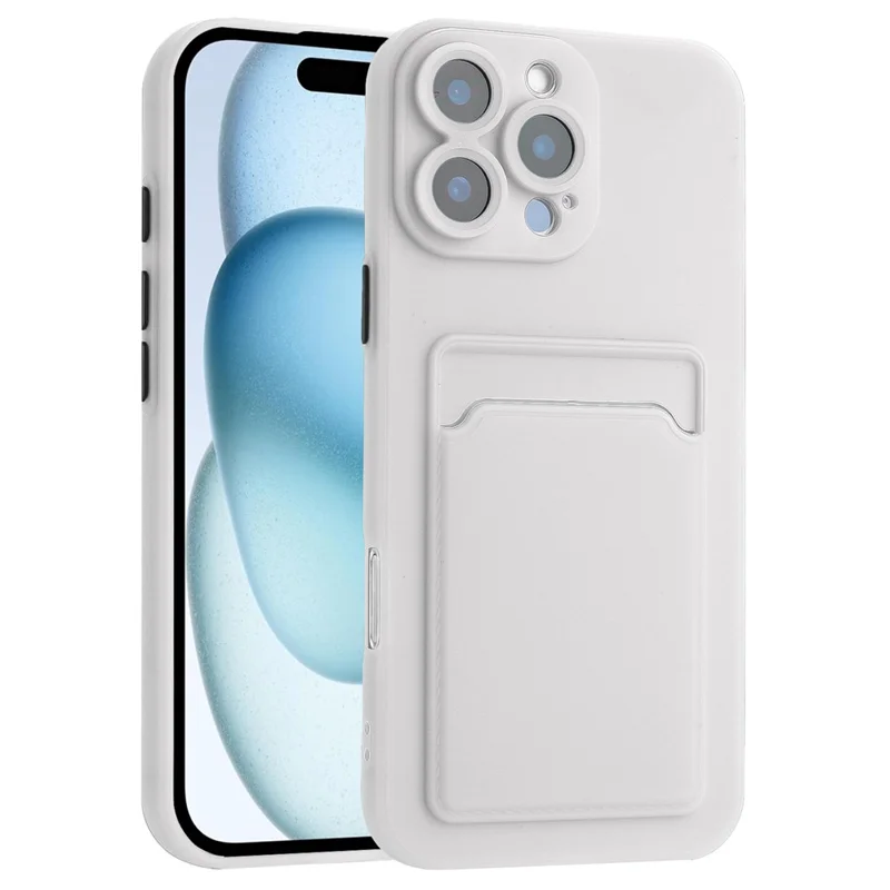 For iPhone 16 Pro Max Case Flexible TPU Phone Cover with Back Card Slot - White