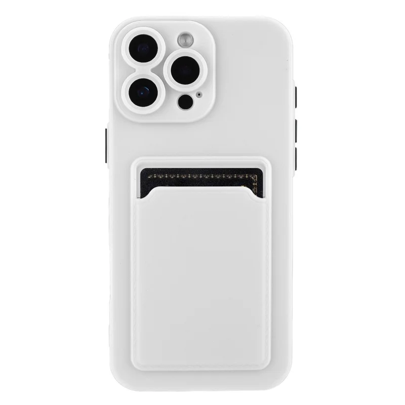 For iPhone 16 Pro Max Case Flexible TPU Phone Cover with Back Card Slot - White