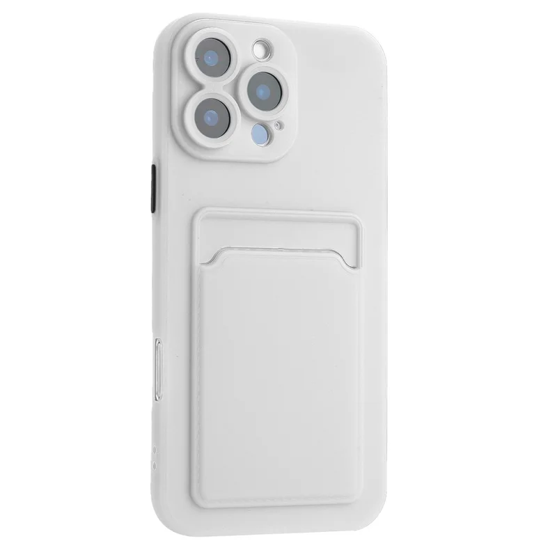 For iPhone 16 Pro Max Case Flexible TPU Phone Cover with Back Card Slot - White