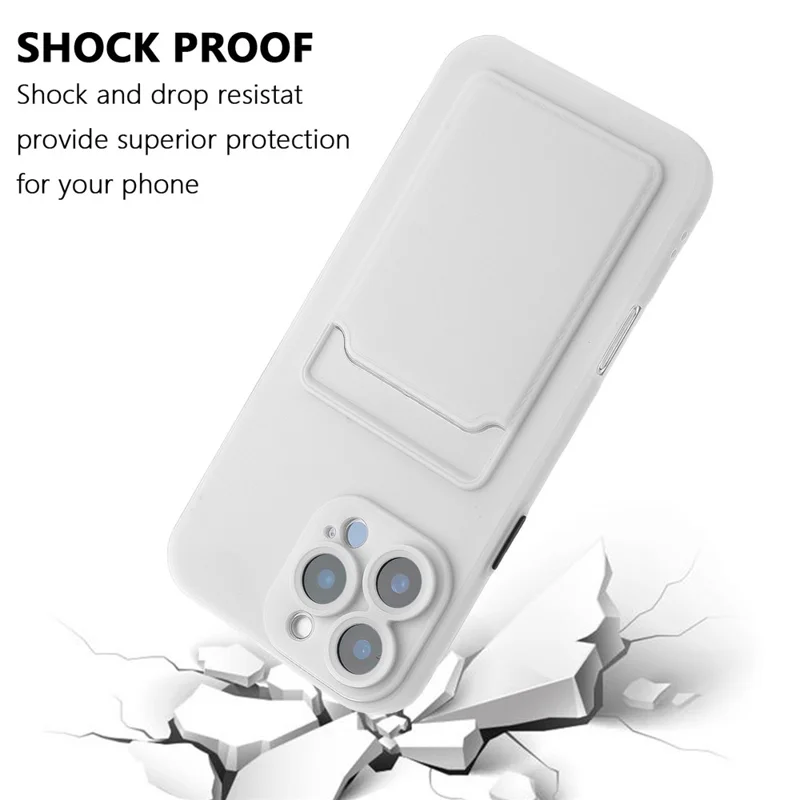 For iPhone 16 Pro Max Case Flexible TPU Phone Cover with Back Card Slot - White