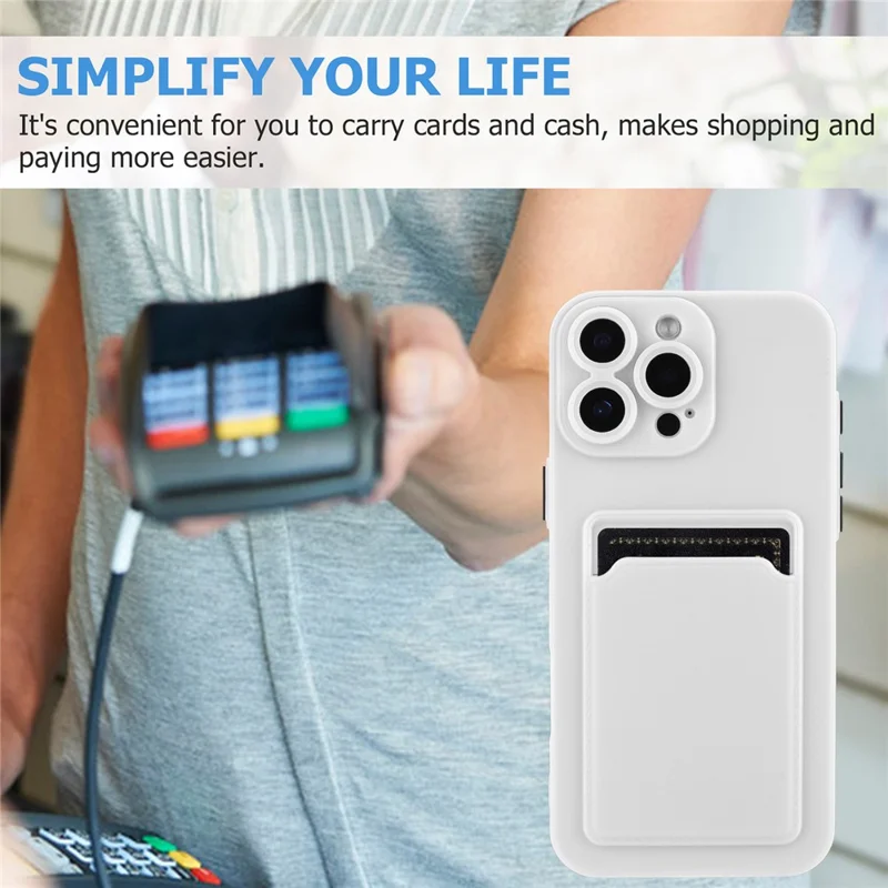 For iPhone 16 Pro Max Case Flexible TPU Phone Cover with Back Card Slot - White