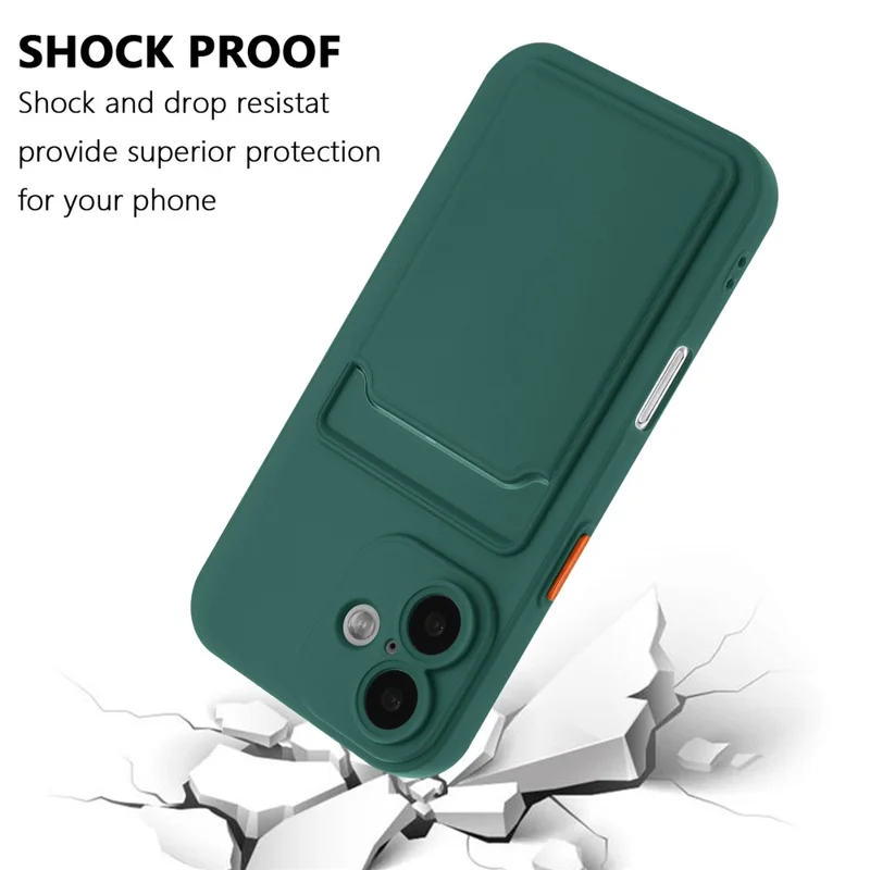 Per Iphone 16 Copertina Telefonica TPU Flessibile Con Slot Per Schede Posteriori - Midnight Green