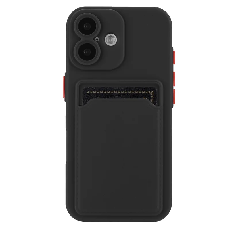 For iPhone 16 Case Flexible TPU Phone Cover with Back Card Slot - Black