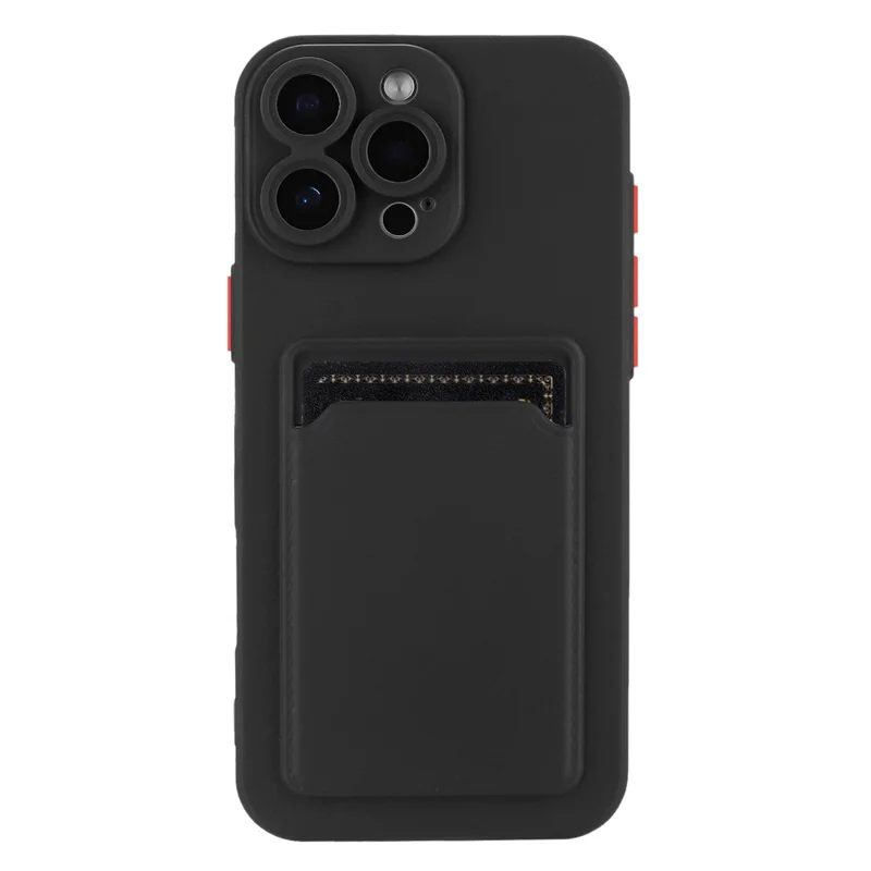 غطاء هاتف مرن من مادة TPU لهاتف iPhone 16 Pro مع فتحة خلفية لوضع البطاقات - أسود