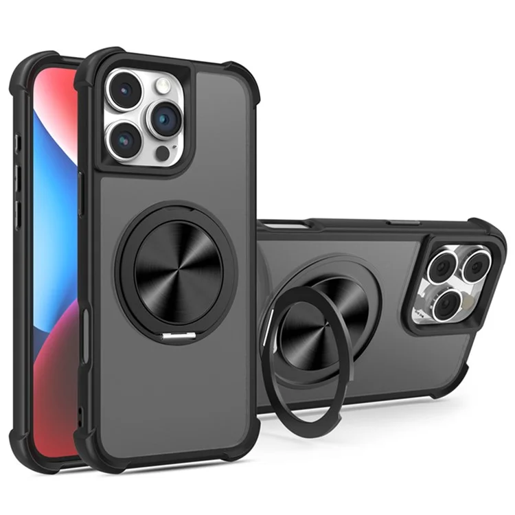 Para Iphone 16 Pro Case Compatble Com MagSafe CD Vein Kickstand Tpu+tampa do Telefone pc - Preto