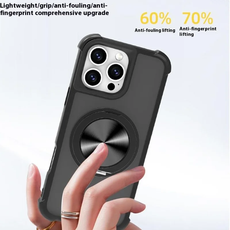 For iPhone 16 Pro Case Compatble with MagSafe CD Vein Kickstand TPU+PC Phone Cover - Grey