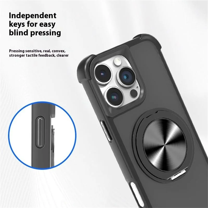For iPhone 16 Pro Case Compatble with MagSafe CD Vein Kickstand TPU+PC Phone Cover - Grey