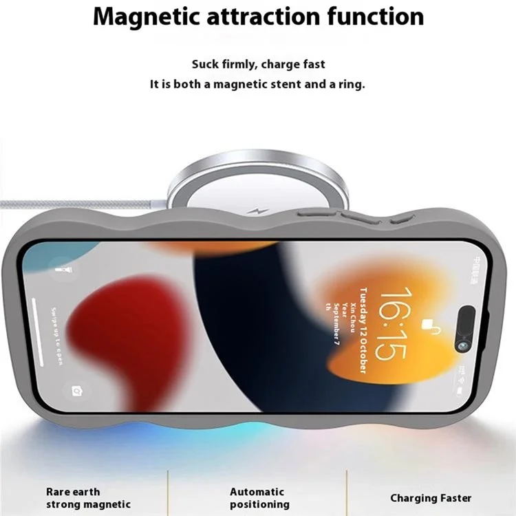 Für Das Iphone 15 Pro Max Case Compatble Mit Magsafe Kickstand TPU+PC Phone Cover Integriertem Mirror - Hellgrau