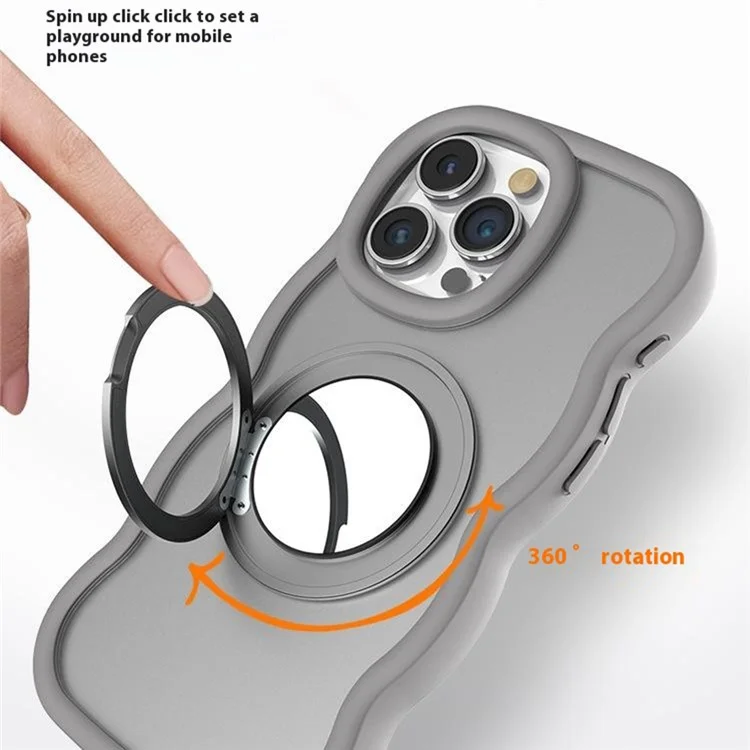 Para Iphone 15 Pro Case Compatble Con Magsafe Kickstand TPU+PC Telep Cubierta Espejo Incorporado - Gris Claro
