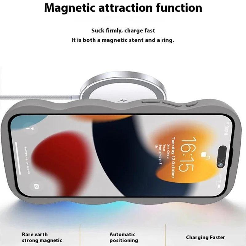 For iPhone 15 Pro Case Compatble with MagSafe Kickstand TPU+PC Phone Cover Built-In Mirror - Pink