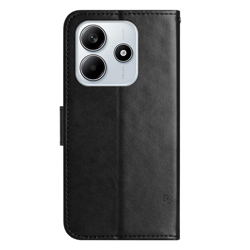 Для Xiaomi Redmi Note 14 5G Case Wallet Stand Stand Putrinted Butterfly Flower pu Кожаная Телефонная Крышка - Черный