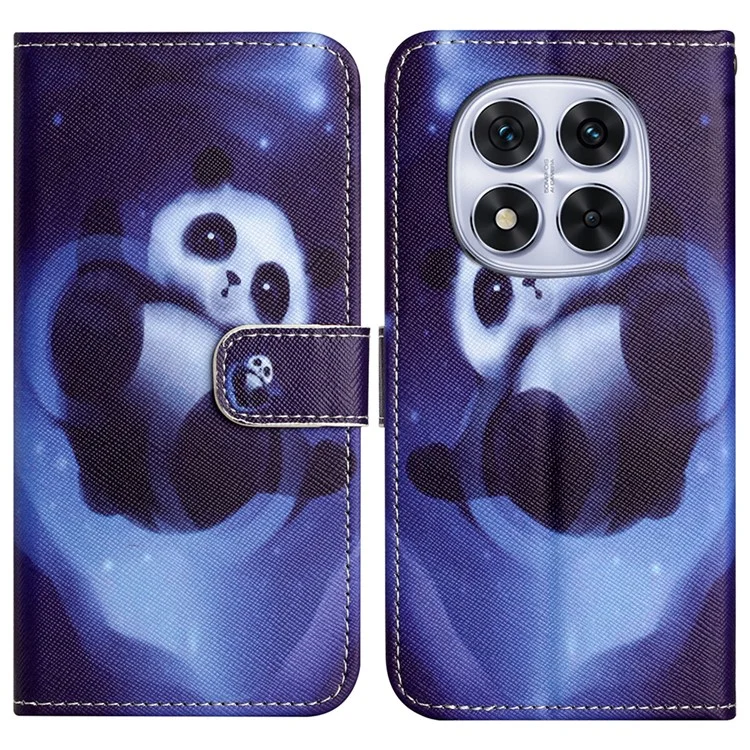 Для Xiaomi Redmi Note 14 Pro 5g / 14 Pro+ 5G Case Pattern Print pu Кожаный Кожаный Телефон Покровитель Поперечной Текстура Текстура - Панда