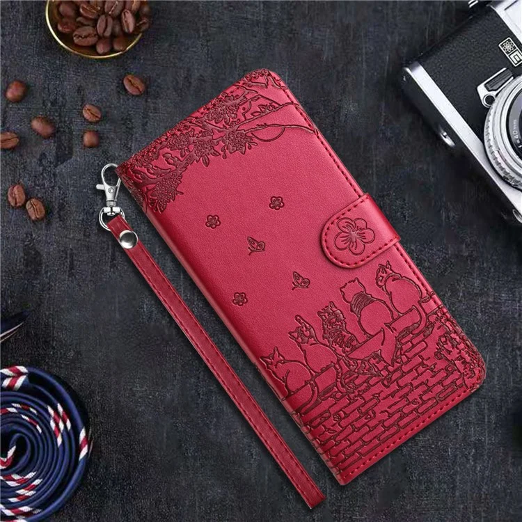 Для Xiaomi Redmi 14c 4G Case с Запястьем Кожаной Крышка Телефона. - Красный