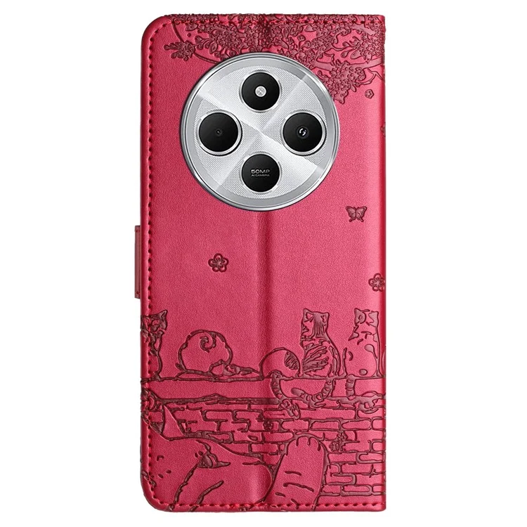 Для Xiaomi Redmi 14c 4G Case с Запястьем Кожаной Крышка Телефона. - Красный