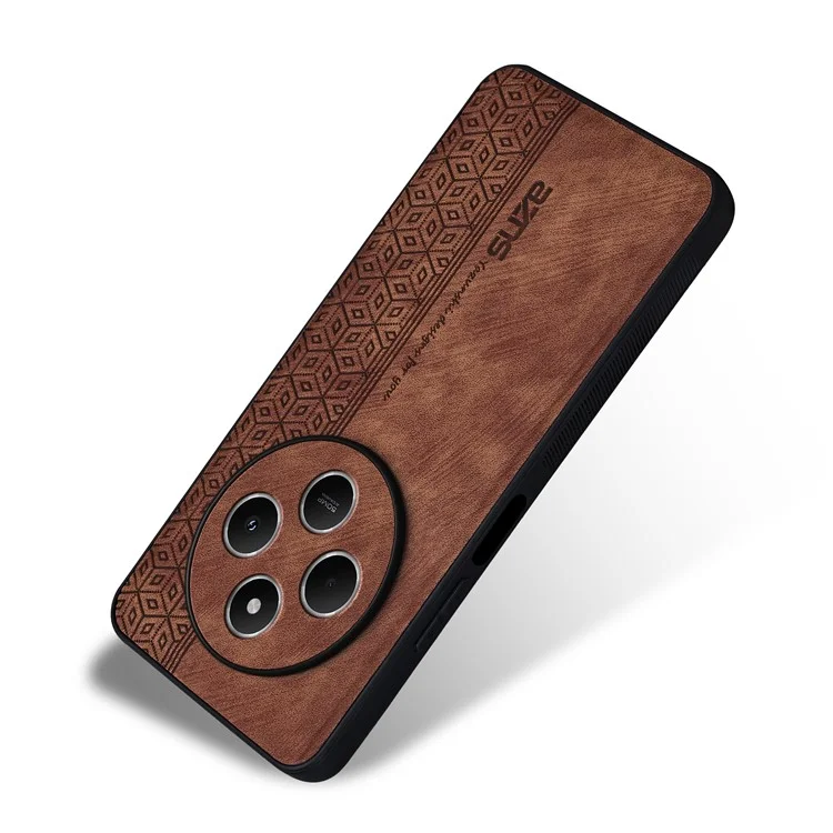 AZNS Para Xiaomi Poco C75 4G / Redmi 14R 5G / 14C 4G Case Protective PU Leather Covered TPU Phone Shell - Marrom