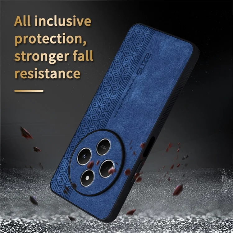 AZNS Para Xiaomi Poco C75 4G / Redmi 14R 5G / 14C 4G Case Protective PU Leather Covered TPU Phone Shell - Marrom