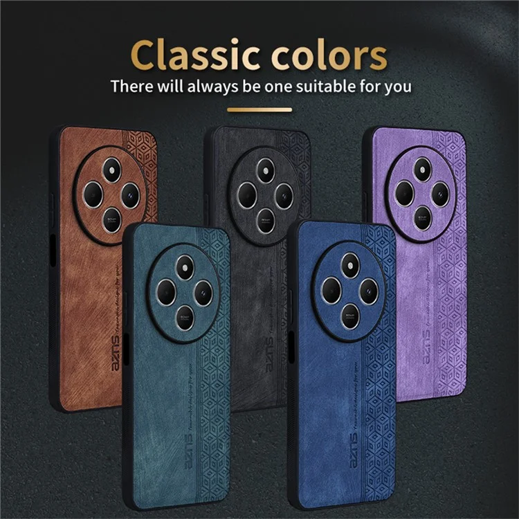 AZNS Para Xiaomi Poco C75 4G / Redmi 14R 5G / 14C 4G Case Protective PU Leather Covered TPU Phone Shell - Marrom