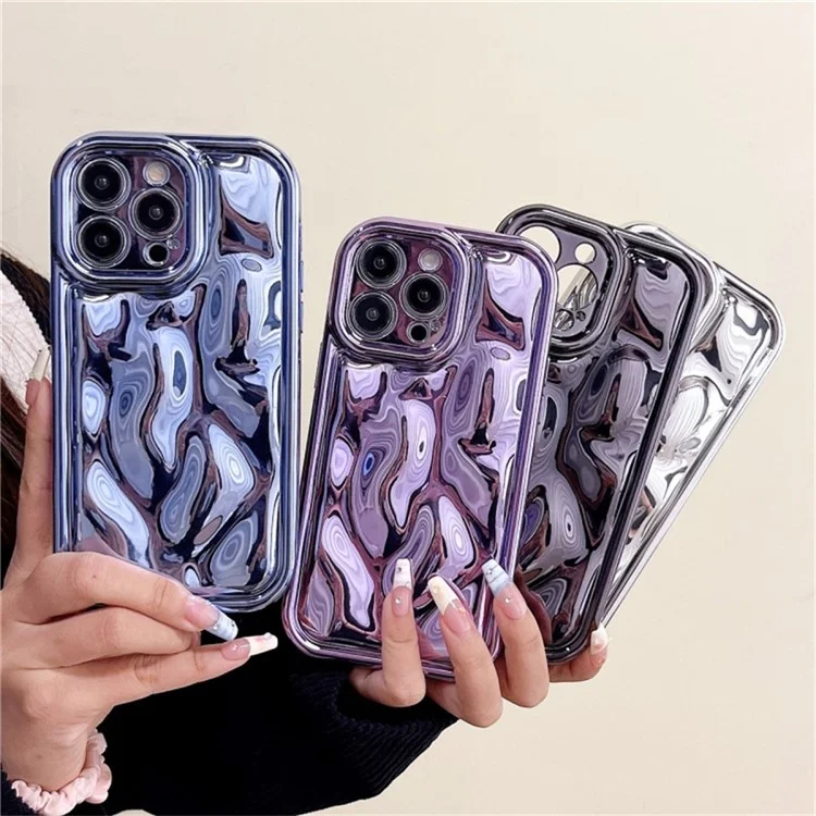Für iPhone 16 Pro Case Electroplated TPU Shell Meteorit-Textur Handyhülle - Silber