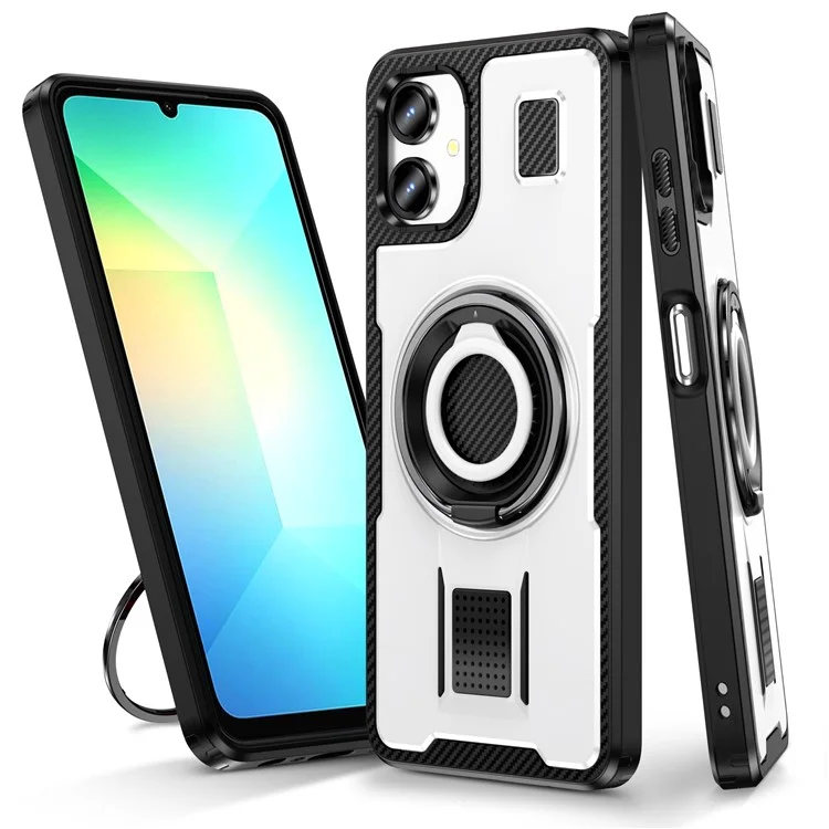 Für Samsung Galaxy A06 Case TPU+PC -kickstand -telefonabdeckung Mit Silikonfingerriemen - Weiß